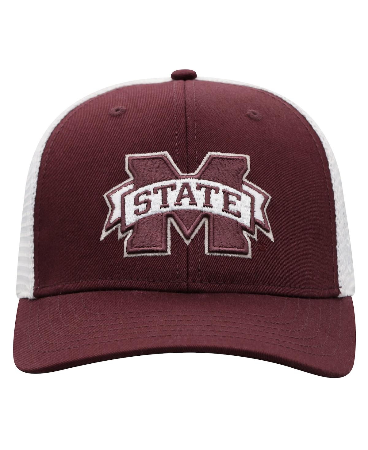 Top Of The World Men's  Maroon, White Mississippi State Bulldogs Trucker Snapback Hat In Maroon,white