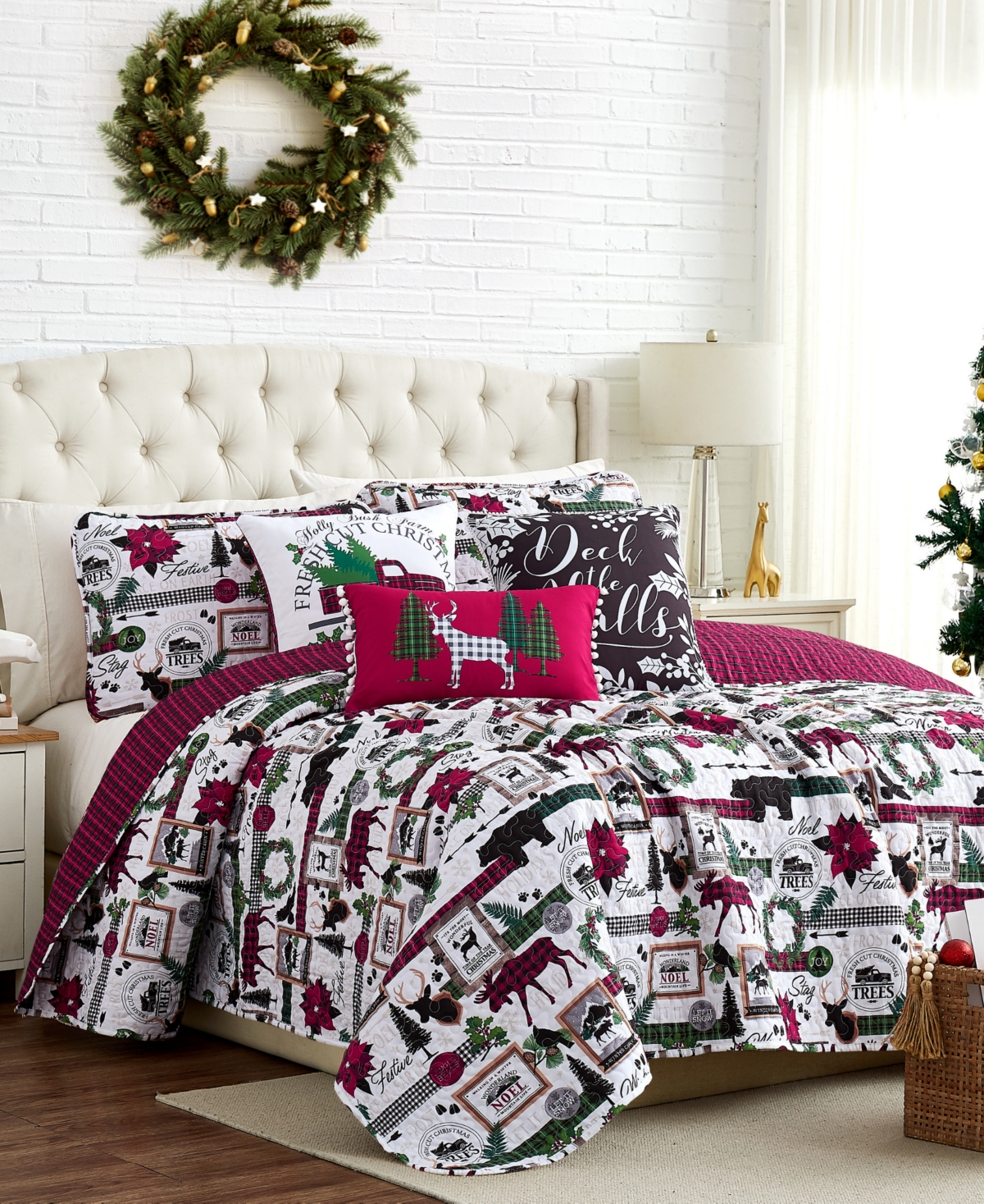 Southshore Fine Linens Merry Town Christmas Oversized Reversible 6 Piece Quilt Set, Full Or Queen In Multi