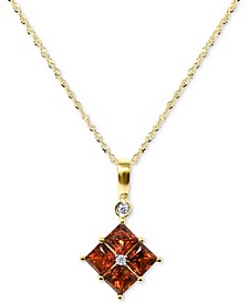 Citrine (1-1/5 ct. t.w.) & Diamond Accent Princess Quad Cluster Pendant Necklace in 14k Gold, 16" + 2" extender