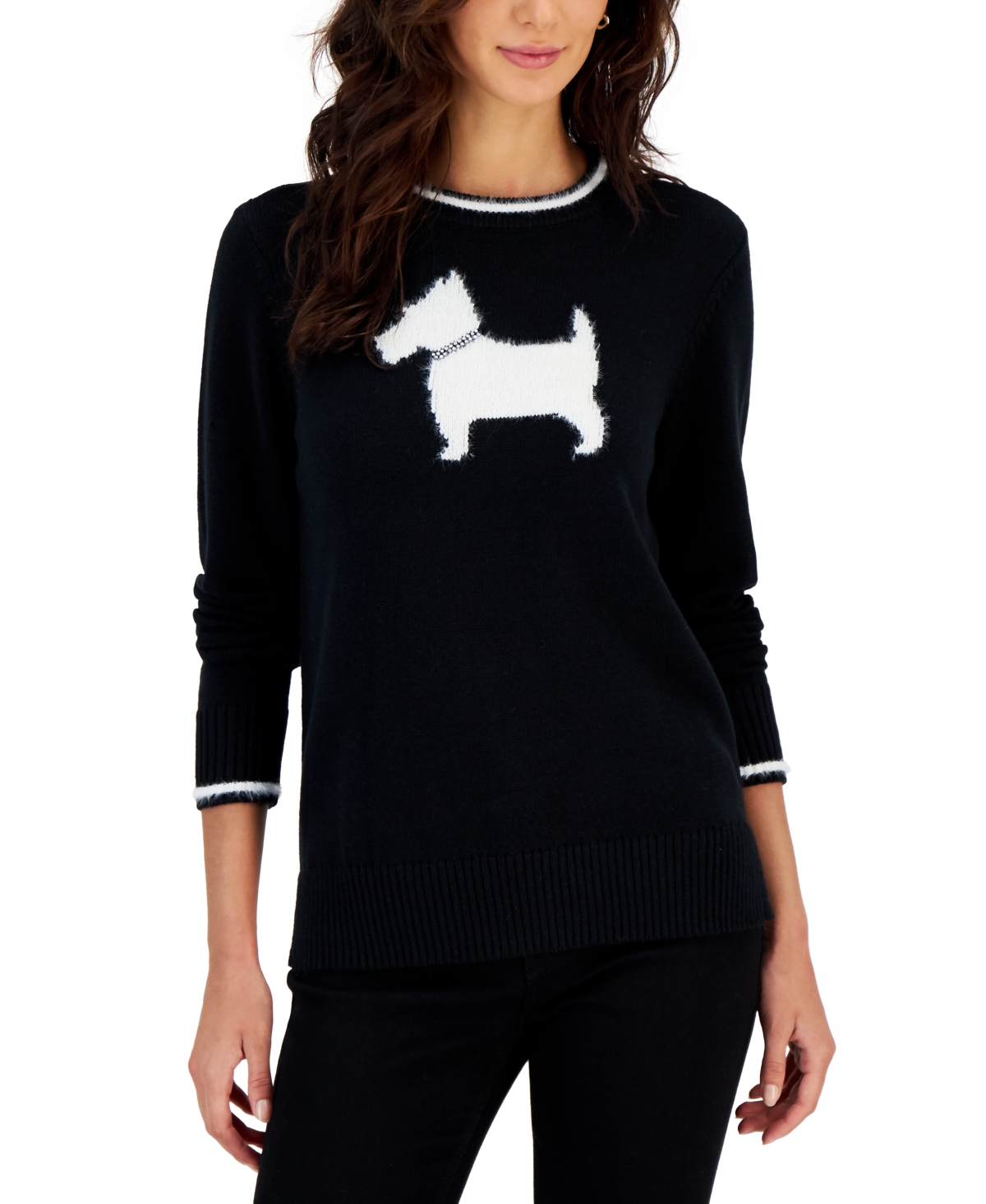 Charter Club Women's Scotty Dog Sweater, Created for Macy's
