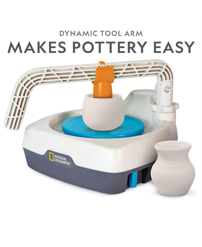 NATIONAL GEOGRAPHIC Pottery Wheel for Kids – Complete Kit for Beginners,  Plug-In Motor, 2 lbs. Air Dry Clay, Sculpting Clay Tools, Apron, Patented