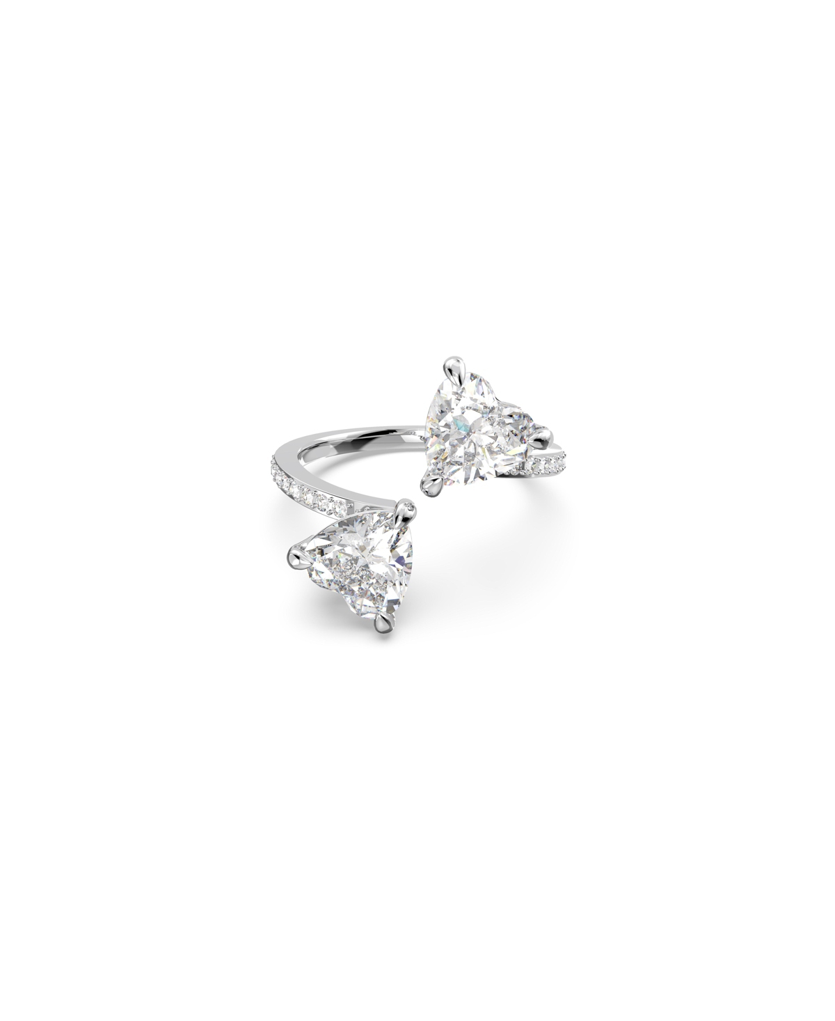 Swarovski Attract Soul Heart Rhodium Plated Ring In Silver