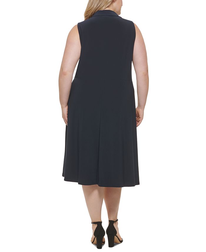 Tommy Hilfiger Plus Size Twist Front Fit & Flare Dress - Macy's