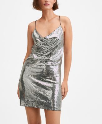 mango silver sequin dress