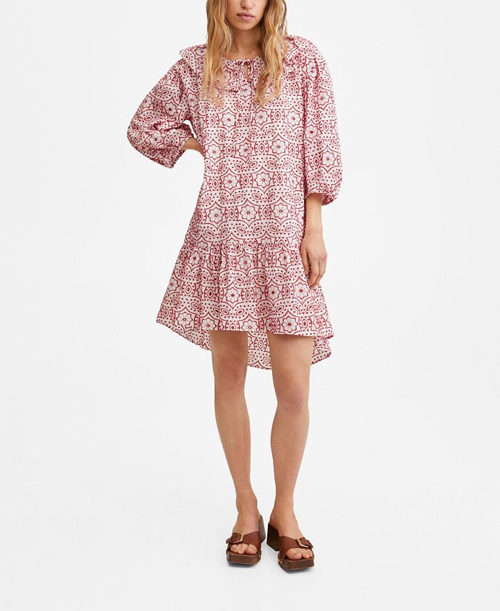 MANGO Women s Embroidered Cotton Dress Macy s