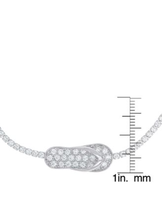 Women's Fine Silver Plated Cubic Zirconia Flip Flop Bracelet