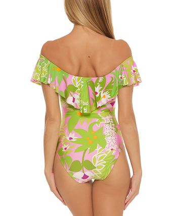Trina Turk Women s La Palma Ruffle Off The Shoulder One Piece