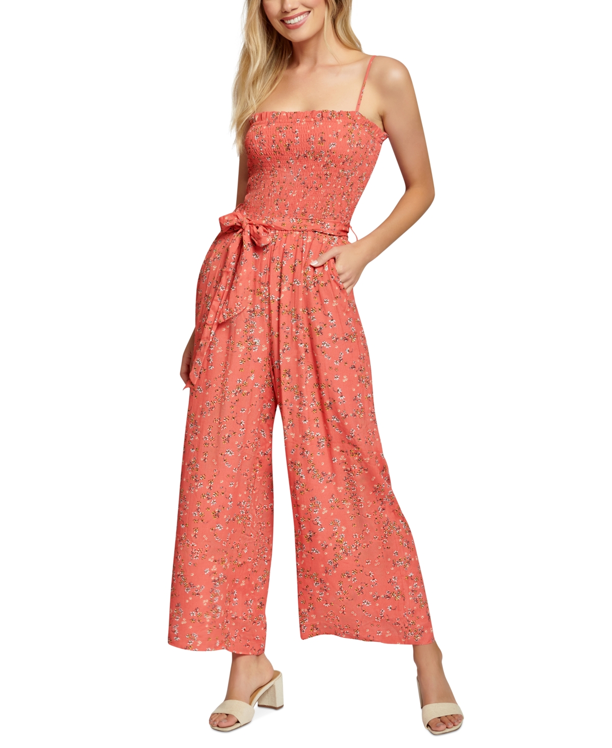 Lost + Wander Women's Everyday Adventure Jumpsuit In Coral Floral