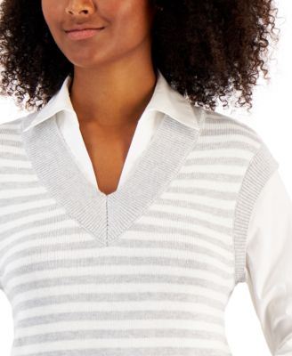 Layered Sweater Vest Shirt 