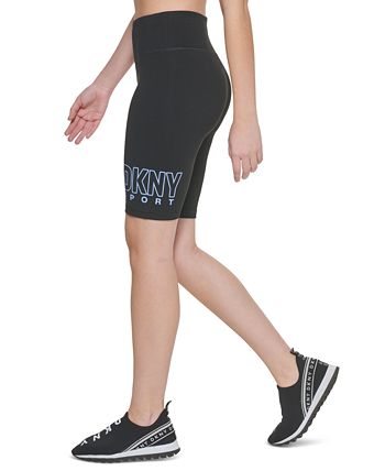 DKNY Women's High Waist Metallic Logo Print Bicycle Shorts - Macy's