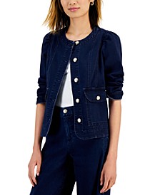 Women's Puff-Sleeve Denim Jacket, Created for Macy's
