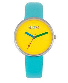 Metric Unisex Black or Red or Purple or Pink or Yellow or Turquoise Leatherette Strap Watch, 37mm