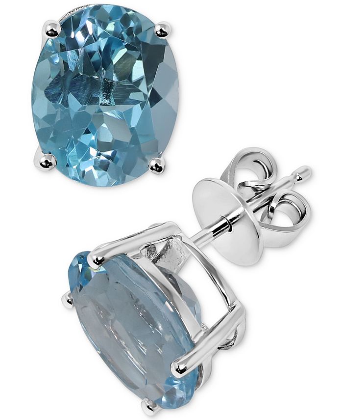 Macy s Blue Topaz Oval Stud Earrings 7 1 2 ct. t.w. in Sterling