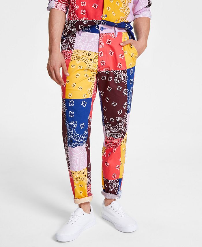 Sun + Stone Men's Marcus Straight-Fit Colorblocked Bandana-Print Patchwork  Pants & Reviews - Pants - Men - Macy's