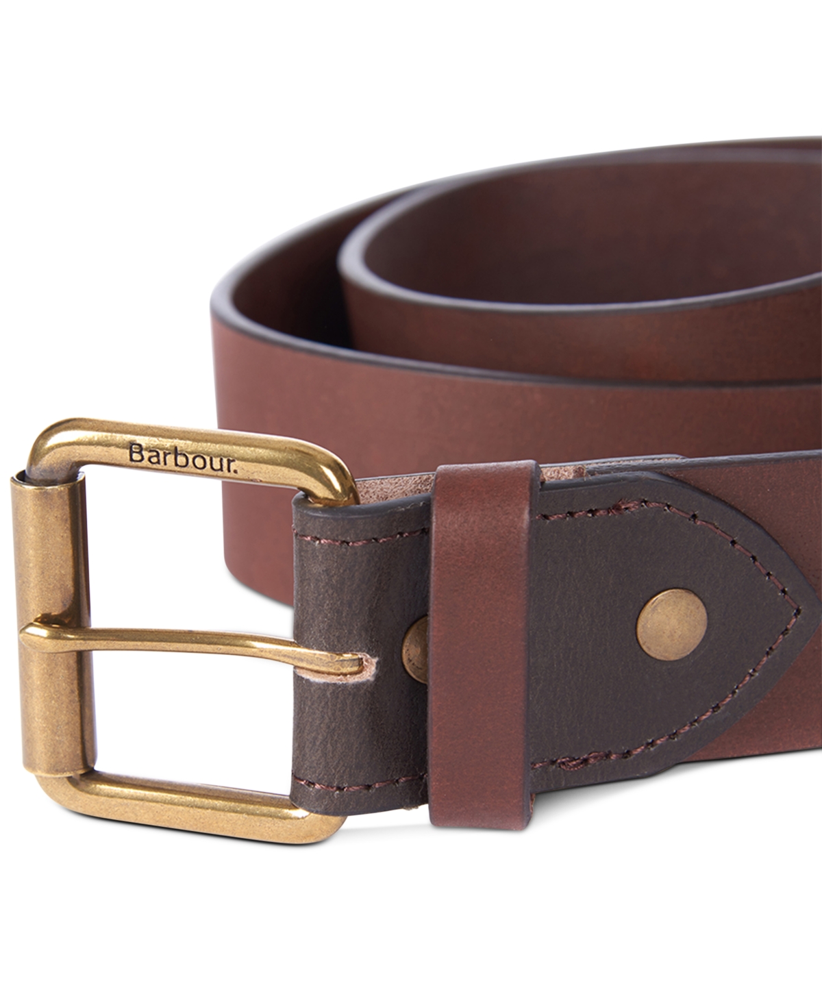 Shop Barbour Men's Contrast Leather Belt In Brown
