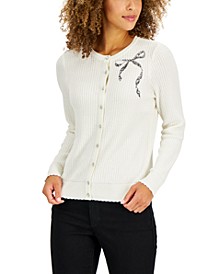 Women's Sequin Bow Cardigan, Created for Macy's