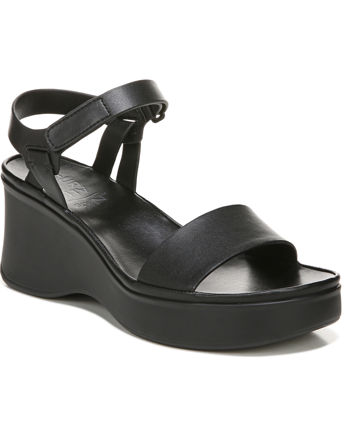Naturalizer Genn-roam Ankle Strap Wedge Sandals Women's Shoes In Black ...
