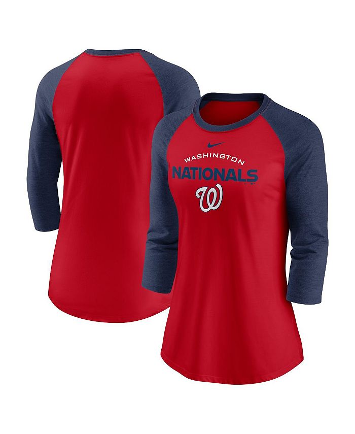 Women's Red Washington Nationals Plus Size Raglan T-Shirt