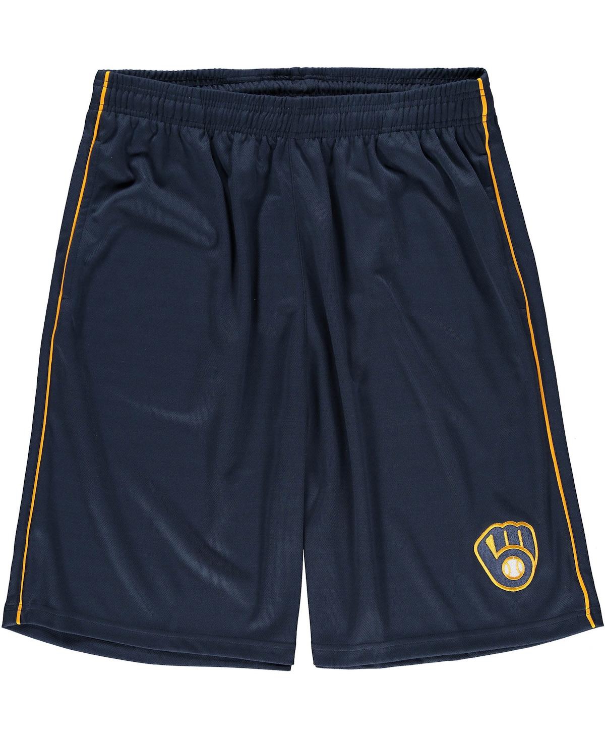 Majestic Men's  Navy Milwaukee Brewers Big And Tall Mesh Team Shorts
