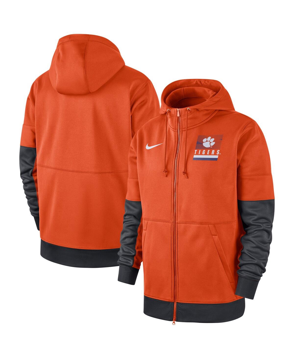 Men's Nike Orange and Anthracite Clemson Tigers Sideline Full-Zip Performance Hoodie