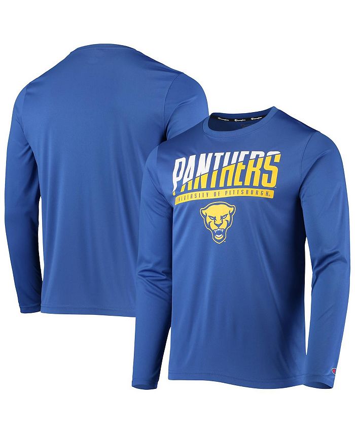 Champion Men's Royal Pitt Panthers Wordmark Slash Long Sleeve T-shirt ...