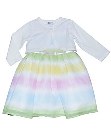 Baby Girls Shrug Cardigan and Multi-Stripe Dress, 2 Piece Set
