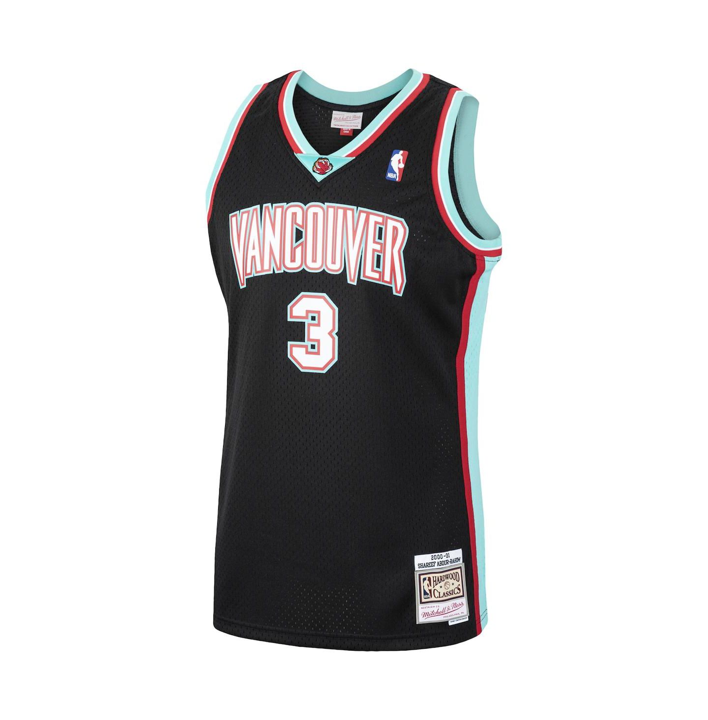 Мужской топ Mitchell & Ness Shareef Abdur-Rahim Black Vancouver Grizzlies 2000-2001 Hardwood Classics Swingman Jersey — фото 3