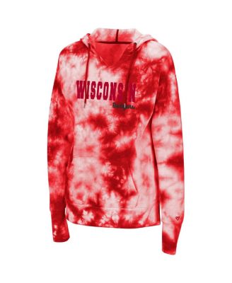 Women's Red Wisconsin Badgers Shavonee Tie-Dye Pullover Hoodie