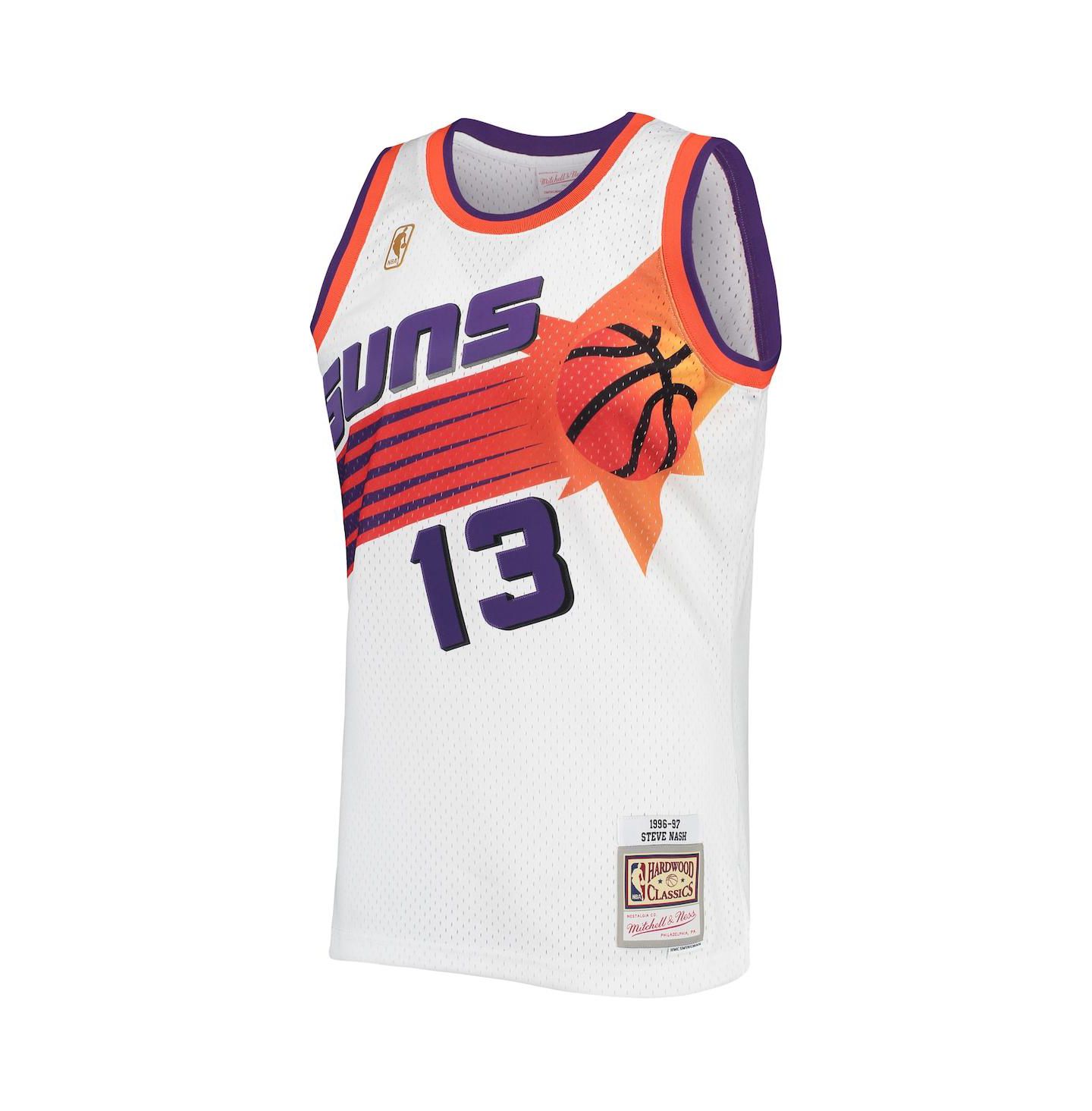 Мужской топ Mitchell & Ness Steve Nash White Phoenix Suns 1996-1997 Authentic Hardwood Classics Swingman Jersey — фото 3