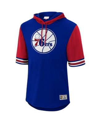 Men's Royal Philadelphia 76ers Hardwood Classics Buzzer Beater Mesh Pullover Hoodie