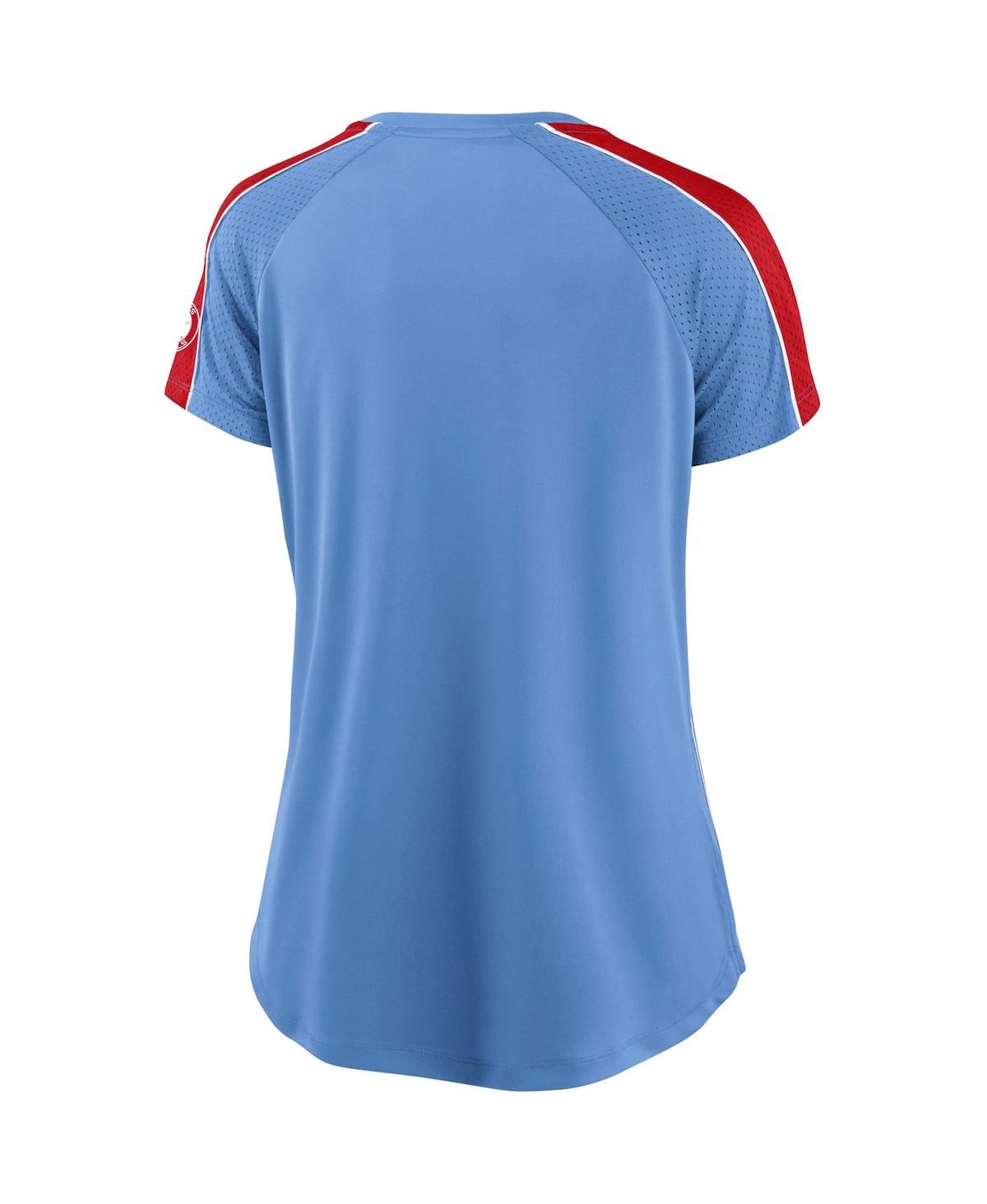 Fanatics Branded Light Blue/red St. Louis Cardinals True Classic League Diva Pinstripe Raglan V-neck In Blue,red