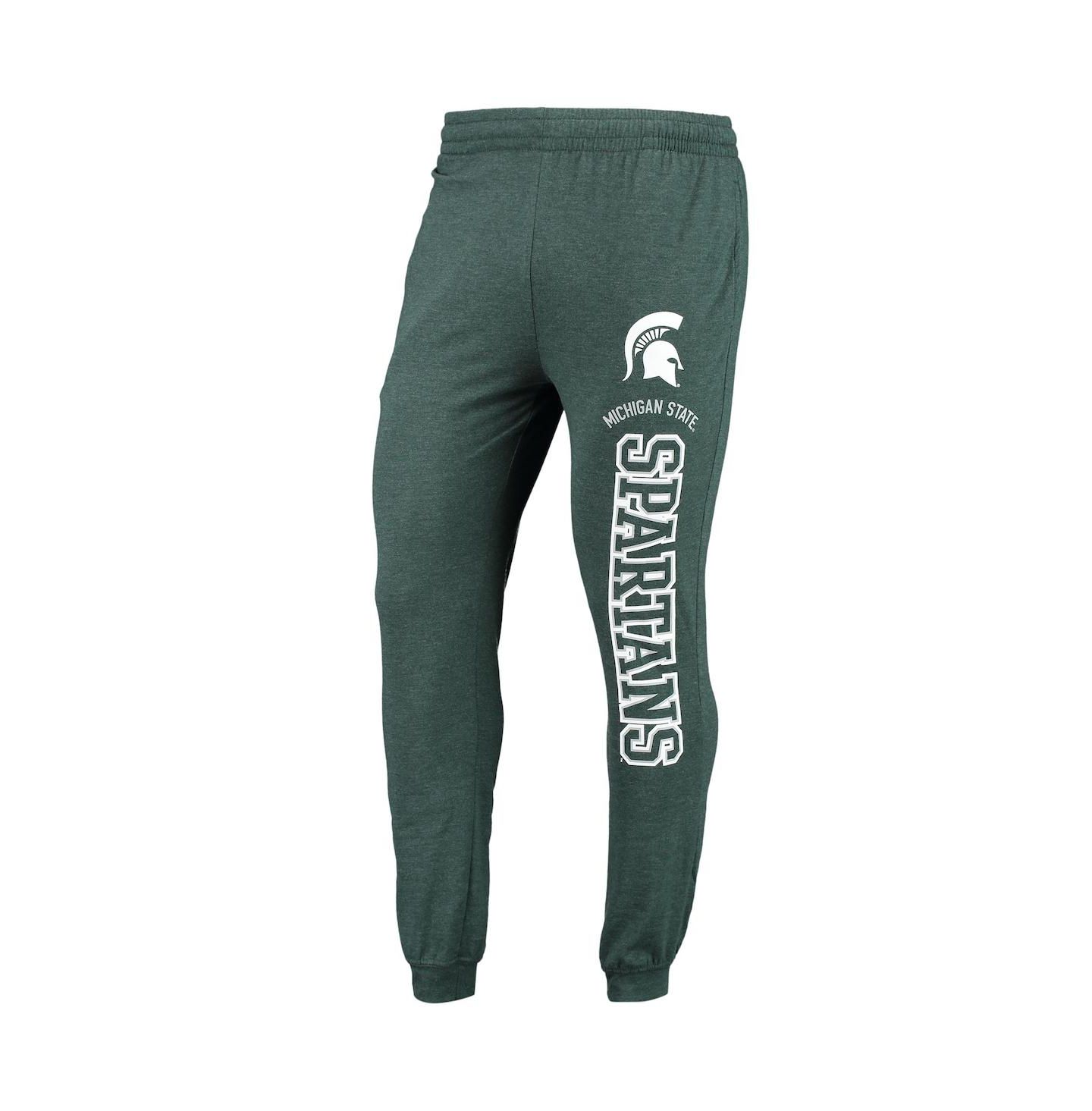 Мужской комплект Concepts Sport Heathered Green, Heathered Charcoal Michigan State Spartans Meter Long Sleeve Hoodie T-shirt and Jogger Pants Set — фото 5