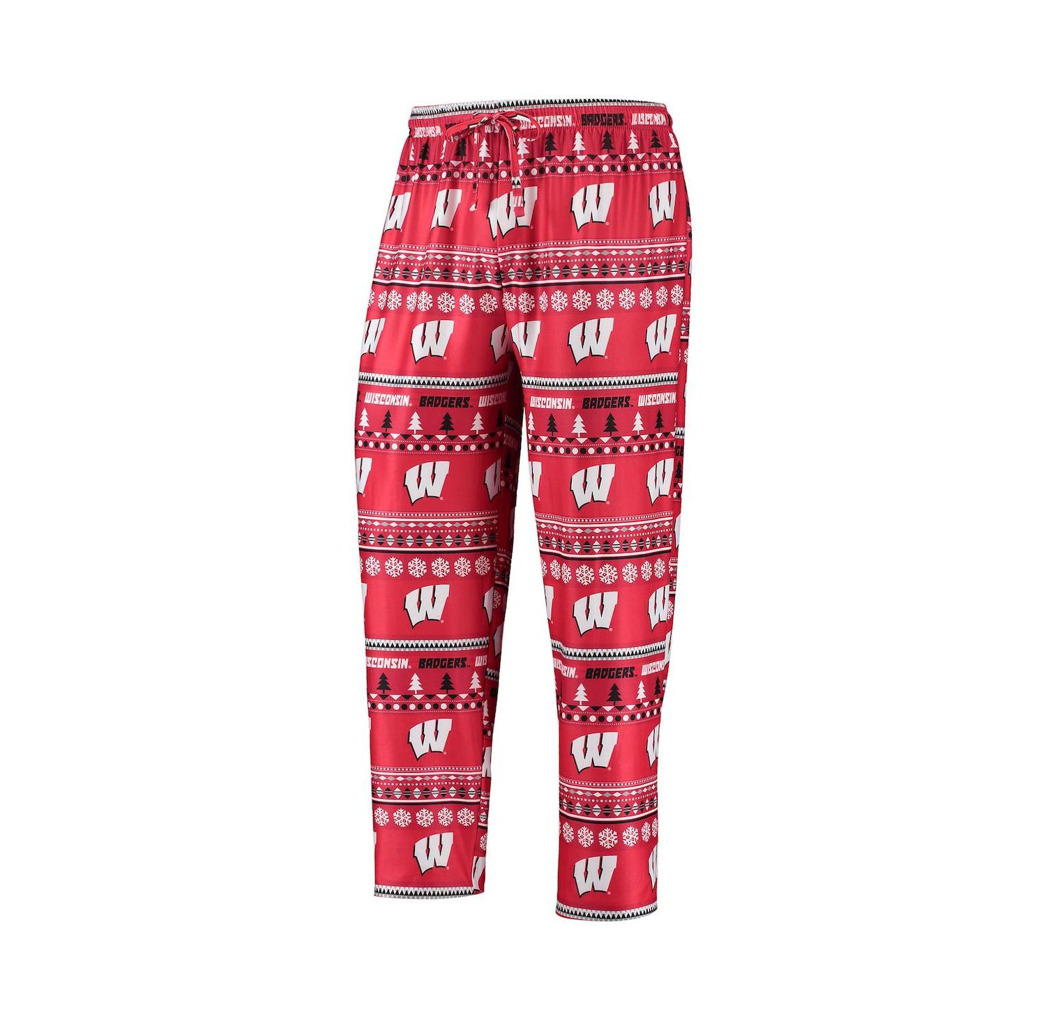 Men's Red Wisconsin Badgers Ugly Sweater Long Sleeve T-shirt and Pants Sleep Set