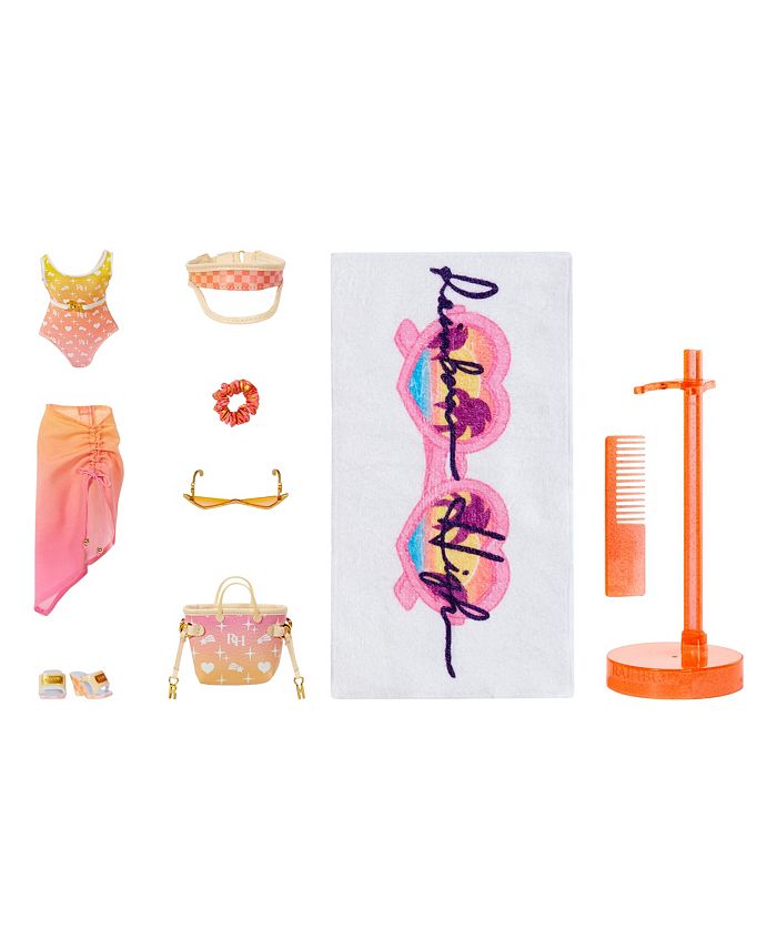 Rainbow High Pacific Coast Simone Summers- Sunrise (Orange) Fashion Doll  with 2 Designer Outfits, Pool Accessories Playset, Interchangeable Legs,  Toys