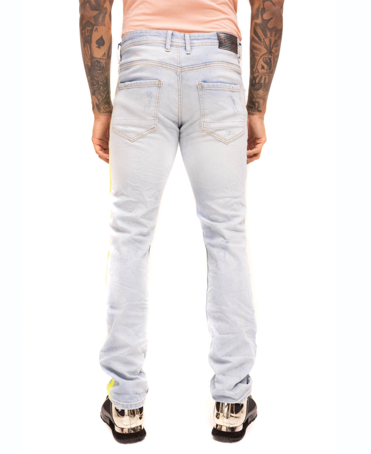 Ron Tomson Men's Modern Splattered Stripe Jeans