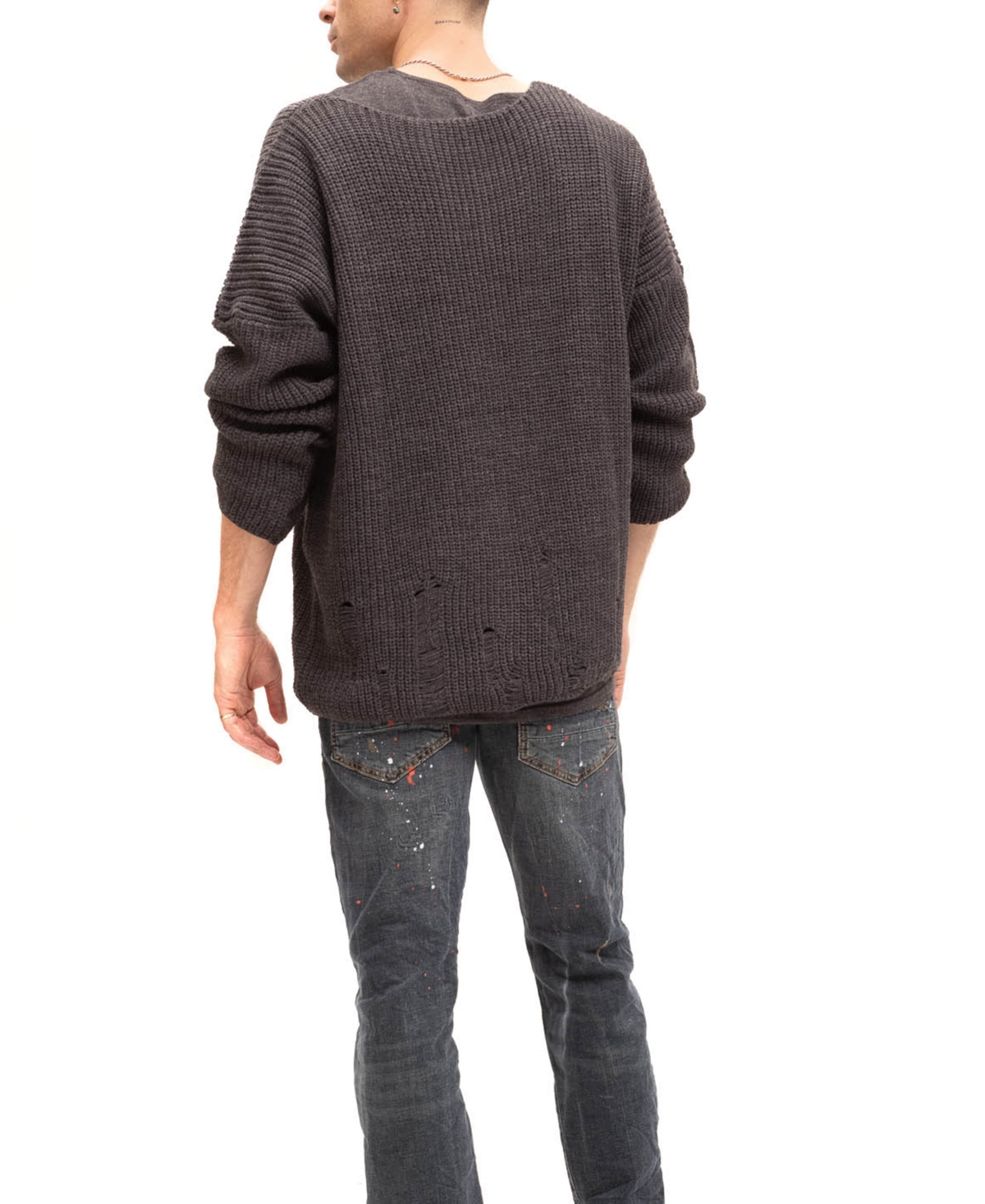 Ron Tomson Men's Modern Double Distorted Sweater