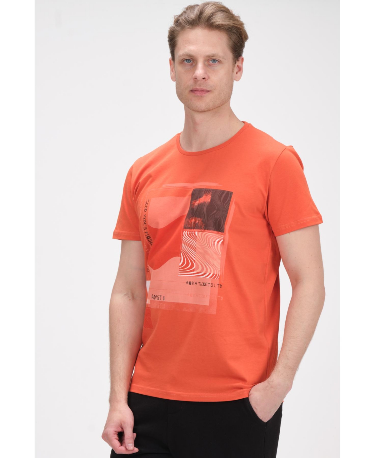 Ron Tomson Men's Modern Print Fitted Admission T-shirt