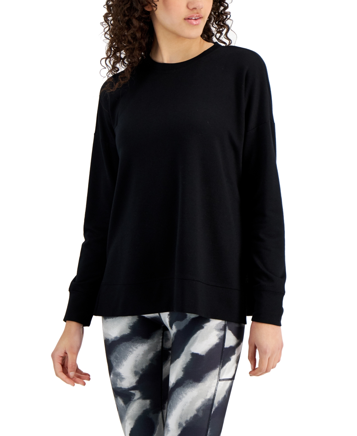 Id Ideology Women's Active Solid Crewneck Top, Created for Macy's