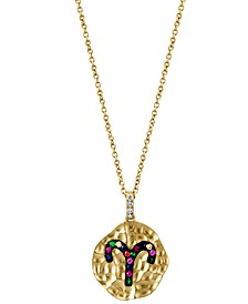EFFY® Multi-Gemstone (1/6 ct. t.w.) & Diamond Accent Zodiac 18" Pendant Necklace in Gold over Sterling Silver.