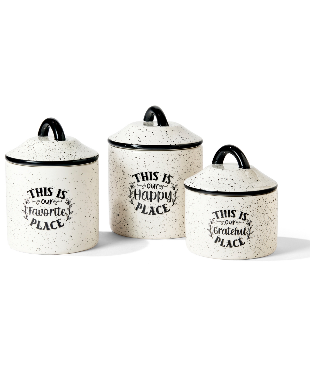 Jay Imports Happy Place 3 Piece Canister Set In White