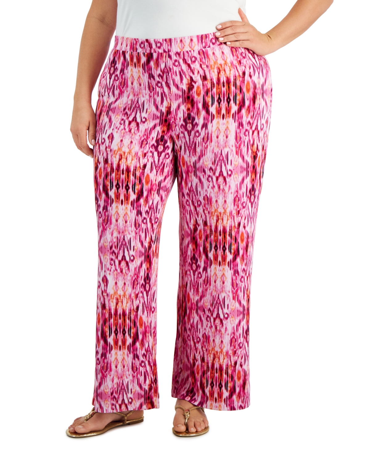 JM COLLECTION PLUS SIZE IKAT DREAMS WIDE-LEG PANTS, CREATED FOR MACY'S