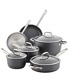 Accolade Forged Hard-Anodized Nonstick Cookware Set, 10-Piece, Moonstone