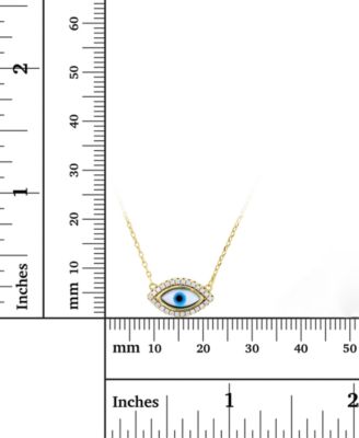 Cubic Zirconia & Enamel Evil Eye 16"  Pendant Necklace in 14k Gold-Plated Sterling Silver