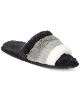 Photo 1 of XL (11-12) Jenni Women's Striped Faux Fur Slides, Created for Macy's