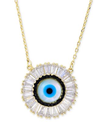 Macy's - Cubic Zirconia & Enamel Evil Eye Pendant Necklace in 14k Gold-Plated Sterling Silver, 16" + 1" extender