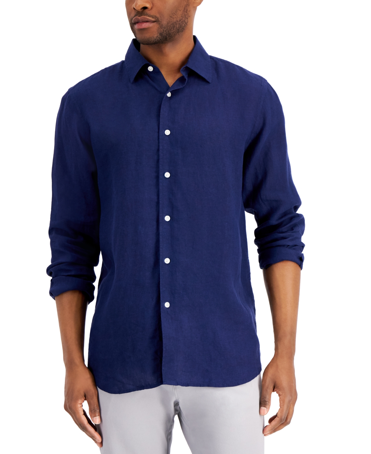 CLUB ROOM MEN'S 100% LINEN SHIRT, CREATED FOR MACY'S 