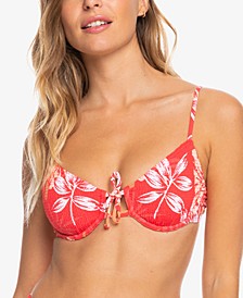Juniors' Seaside Tropics Smocked Bikini Top