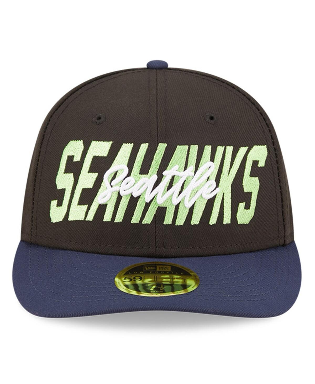 Shop New Era Men's  Black And Navy Seattle Seahawks 2022 Nfl Draft Low Profile 59fifty Fitted Hat In Black,navy