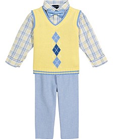 Baby Boys Argyle Sweater Vest 4 Piece Set