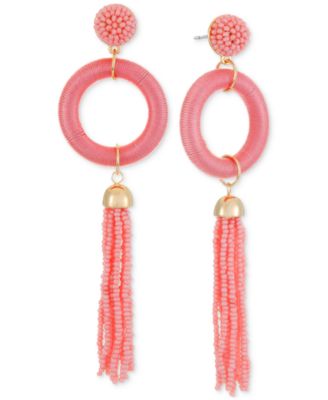 Photo 1 of INC International Concepts Gold-Tone Thread-Wrapped Ring & Seed Bead Tassel Statement Earrings, 